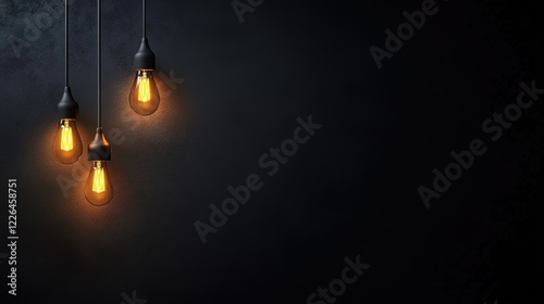 hanging vintage lamp lightbulb  with grungy dark wall 