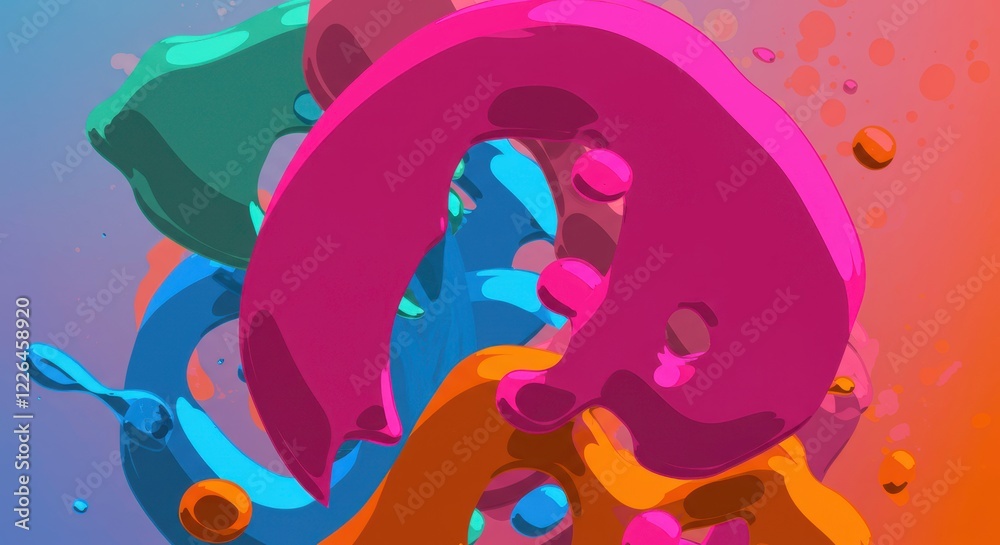 Fototapeta premium Colorful Fluid Abstraction: A vibrant and dynamic abstract composition featuring soft, flowing shapes and a harmonious blend of eye-catching colors.