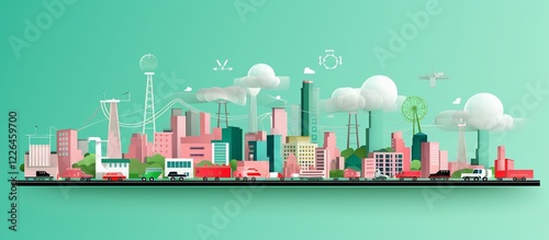 Modern Cityscape: A Vibrant Metropolis Illustration
