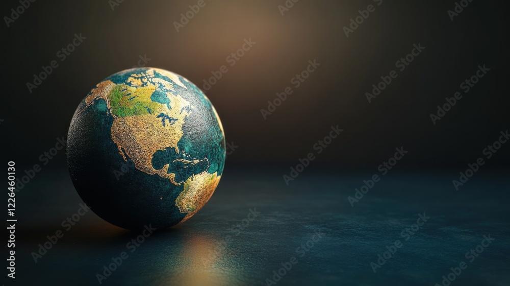 Fototapeta premium Earth globe, dark background, environmental concept, global issues