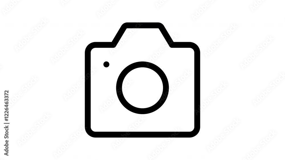 A motion graphic of a camera icon with interactive elements and smooth transitions. Perfect for mobile app interfaces, UI design, or photography apps.
