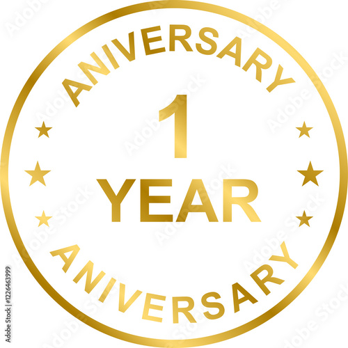 1 year anniversary gold icon for graphic design, logo, website, social media, mobile app, UI illustration