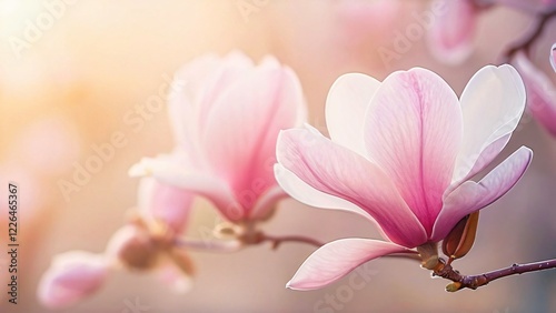 Magnolia Blossom for Magnolia Blossom Day: Elegant Floral Design in Soft Pastel Pink and White Tones