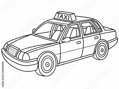 Taxi Cab Coloring Page Simple Line Drawing of a Classic Taxi