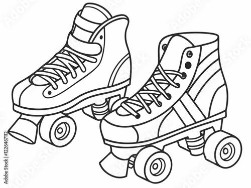 Vintage Roller Skates Line Art Illustration