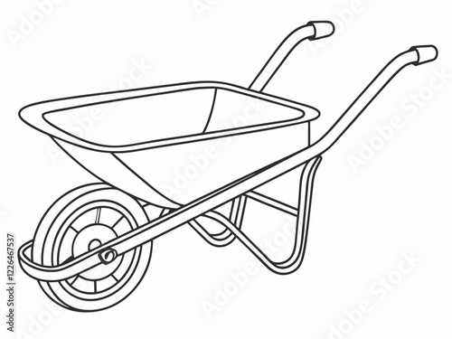 Wheelbarrow Illustration Gardening Tool Line Drawing