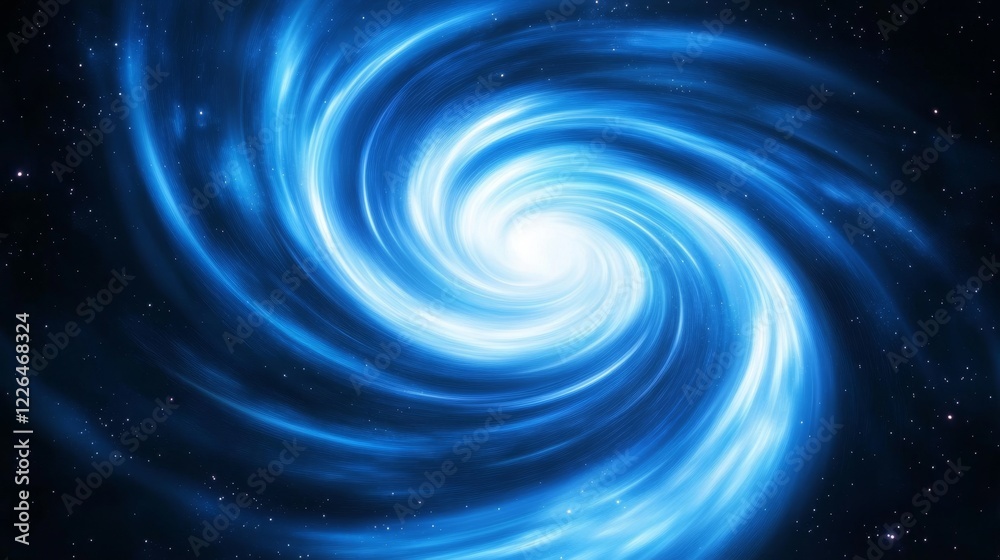 Fototapeta premium Abstract blue and white swirling nebula with stars - A stunning visual of a swirling nebula symbolizing infinity, mystery, space exploration, cosmic beauty, and celestial phenomena.