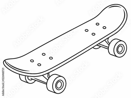 Skateboard Illustration Line Art Drawing of a Classic Skate Deck