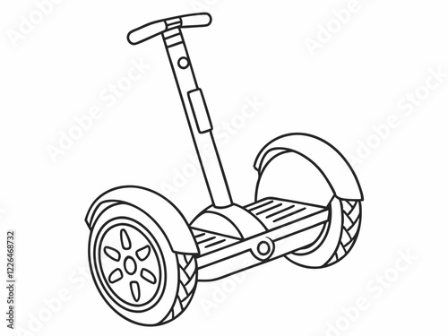 Self-Balancing Scooter Line Drawing Illustration