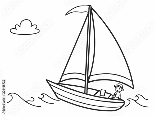 Simple Sailboat Line Drawing Coloring Page for Kids