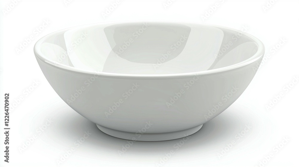 Empty white bowl on white background; food preparation Empty white bowl on white background; food preparation