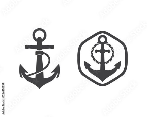 Professional Anchor Icons Silhouette Vector Illustration