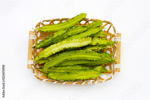 Winged beans on white background. photo