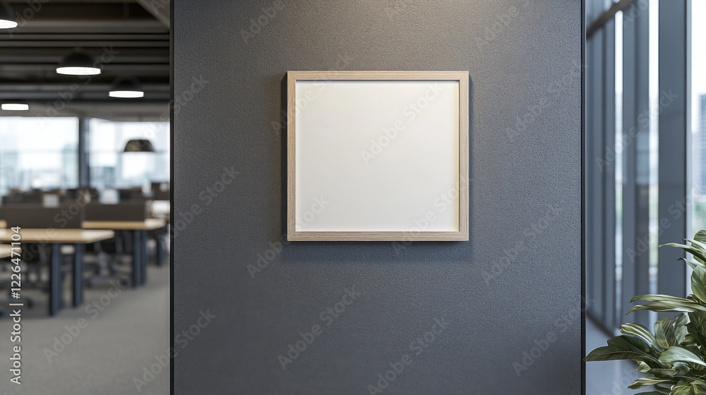 Modern Picture Frame on Matte Gray Wall for Contemporary Office Decor