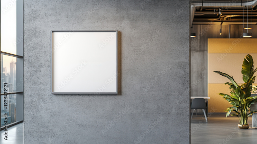 Modern Picture Frame on a Matte Gray Wall - Contemporary Interior Decoration Modern Picture Frame on a Matte Gray Wall - Contemporary Interior Decoration