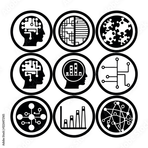 Artificial Intelligence Processor Chip Icon AI System Vector Illustration,