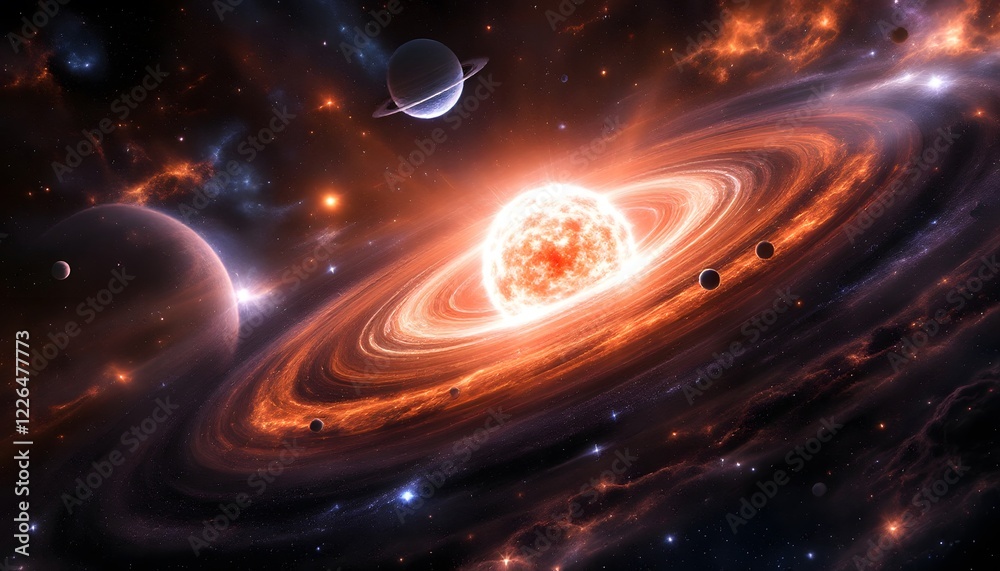 Obraz premium Stunning Cosmic Nebula Space Art Print Planets Stars