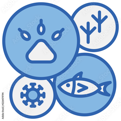 Biodiversity Blue White Icon