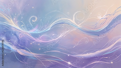 Beautiful dreamy background with soft lines and colors, 3d waves flow texture