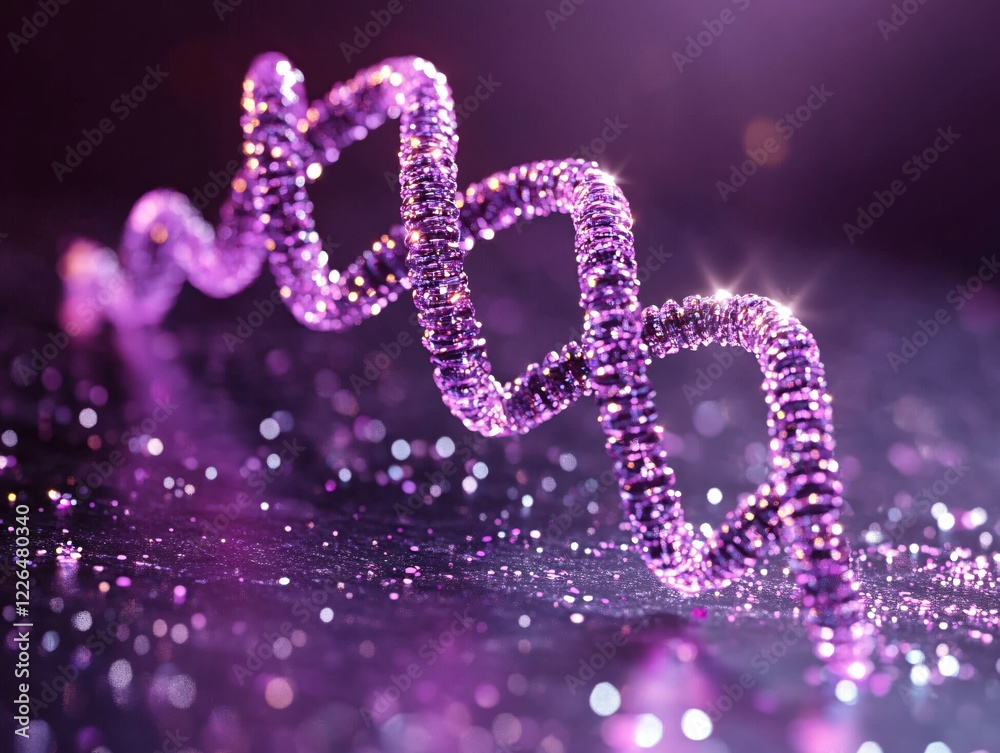 Abstract purple spiral with glittery texture on a dark background with bokeh effect Abstract purple spiral with glittery texture on a dark background with bokeh effect