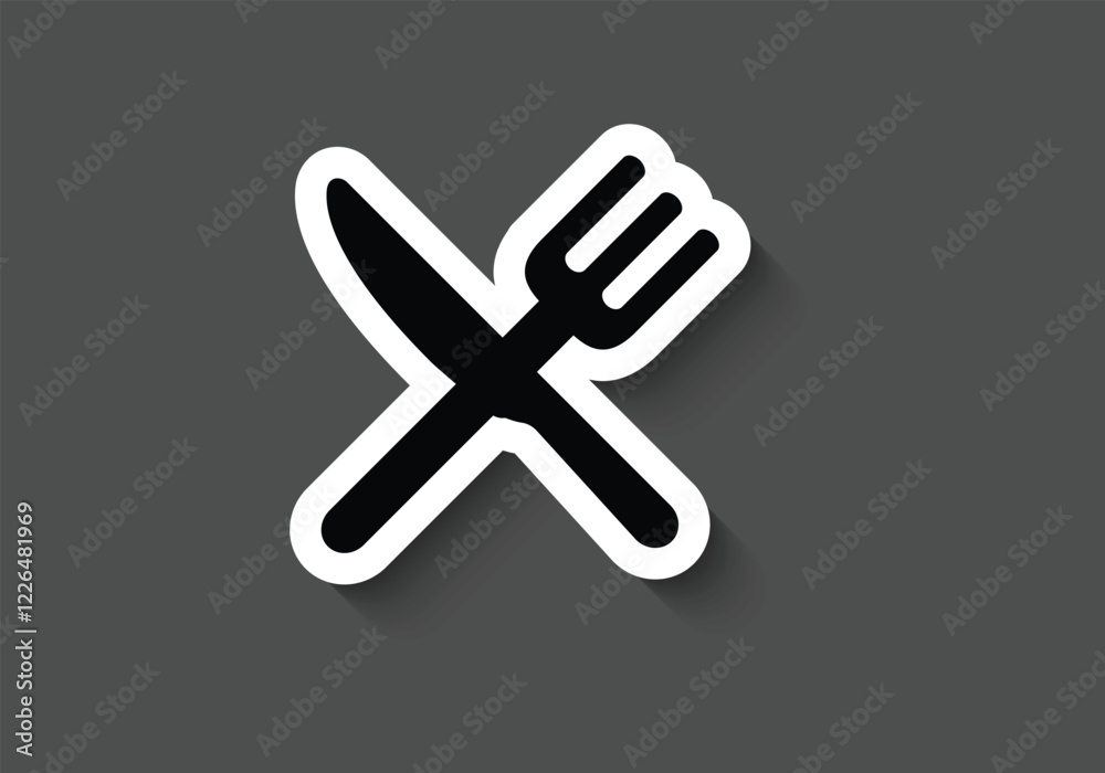 Plate, fork and knife icon in flat style. Food symbol isolated Plate icon. Flat vector illustration white background. vector illustration design.