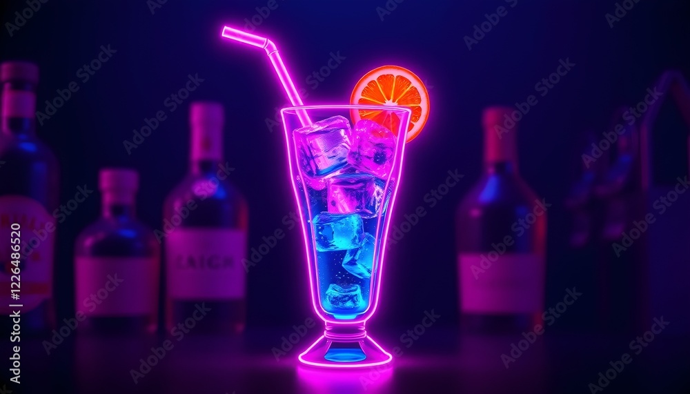 Glowing Martini Magic: Neon-Infused Drinks at a Lively Nightclub Glowing Martini Magic: Neon-Infused Drinks at a Lively Nightclub