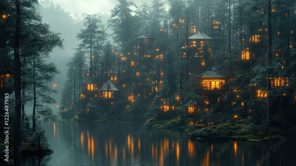 Obraz premium Futuristic forest cityscape