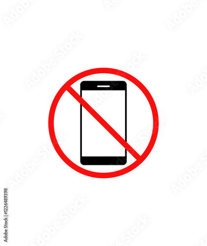 No Mobile Phone Sign | Prohibited Smartphone Icon | Isolated on White Background |