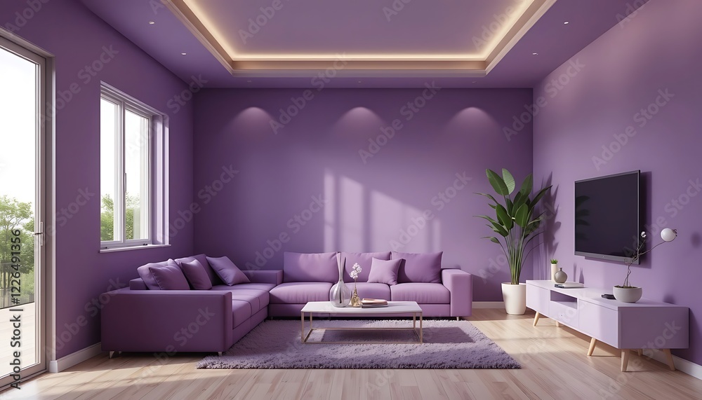 Modern Purple Living Room Interior Design Modern Purple Living Room Interior Design