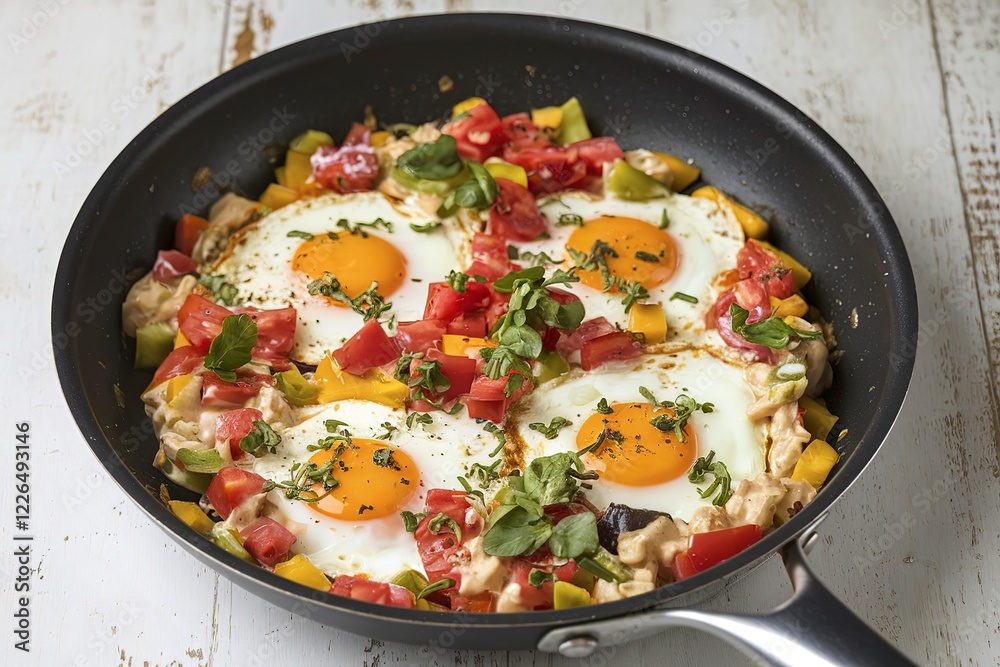 A close-up shot of a frying pan containing a tasty and healthy dish