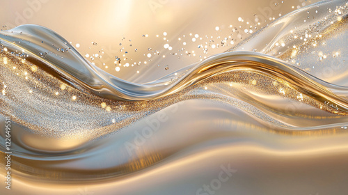Modern luxury acrylic shiny bokeh glitters background, fresh and crystal clear geometric curved fluid liquid background, A background with dots on a wave geometric lines, glitters or bokeh background.