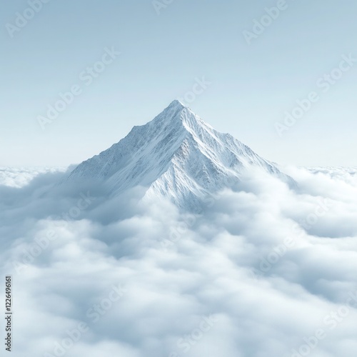 Wallpaper Mural Majestic snow capped mountain peak rising above a sea of fluffy clouds under a clear blue sky Torontodigital.ca