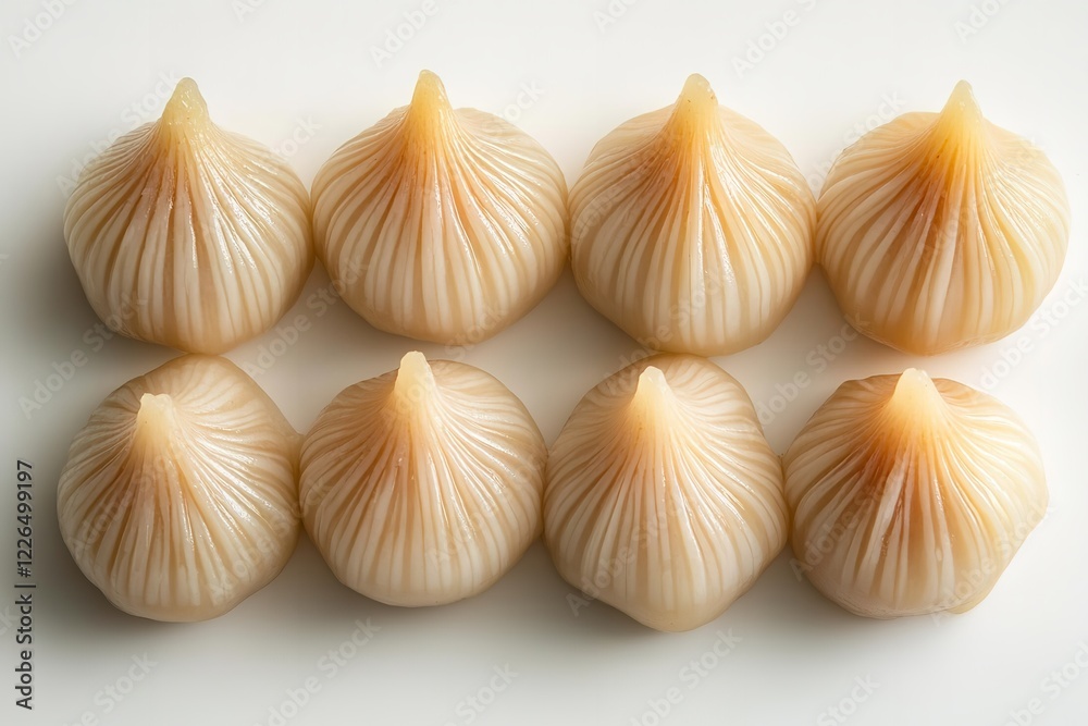 Obraz premium An isolated top view of a charming Indian Modak on a white backdrop. Generative Ai