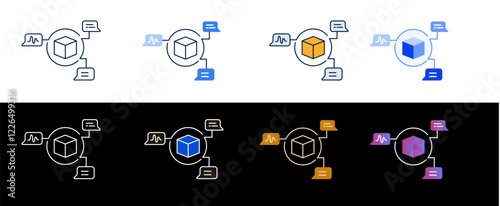 LLM Icon – Large Language Model AI Symbol in Multiple Styles. Editable Stroke and Colors.