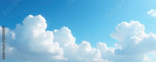 Soft and feathery white clouds float lazily in the bright blue skies, clouds, feathery, lazy