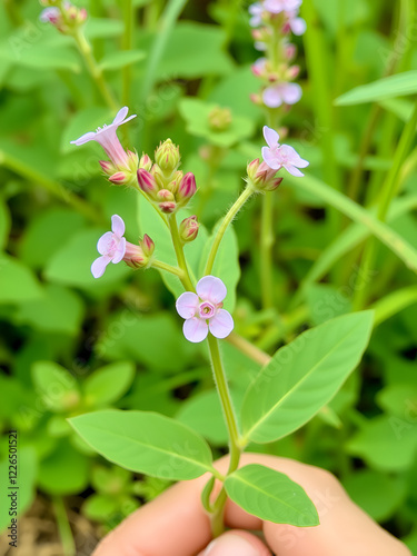 Prunella webbiana. Blooming pink selfheal in garden. photo