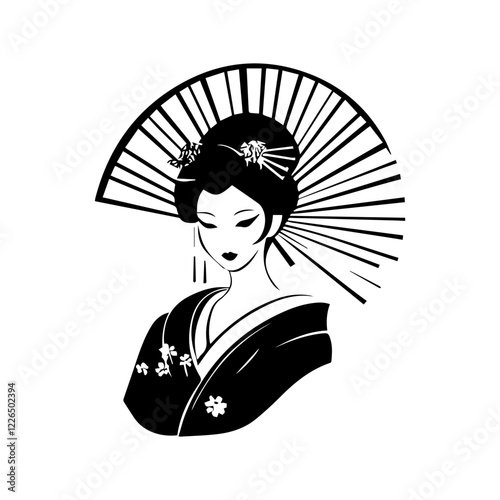 graceful geisha vector logo design illustration simple japan woman