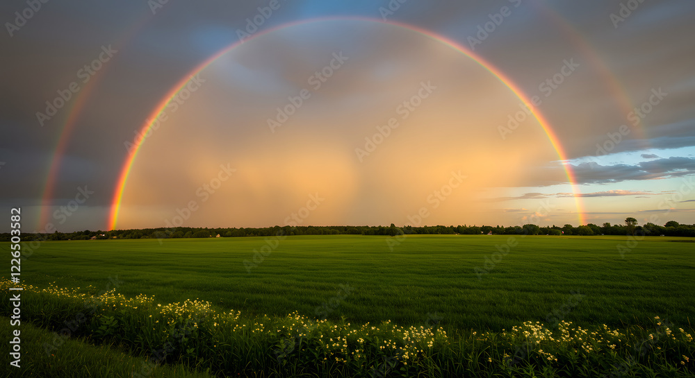Naklejka premium Rainbow Following the Tempest A Commitment to Serenity 