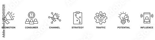Lead Generation icon vector illustration concept with icon of promotion, consumer, channel, strategy, traffic, potential, influence