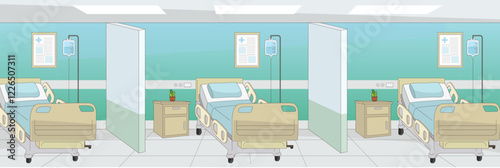 Cute and nice design of Hospital Inside with furniture and interior objects vector design