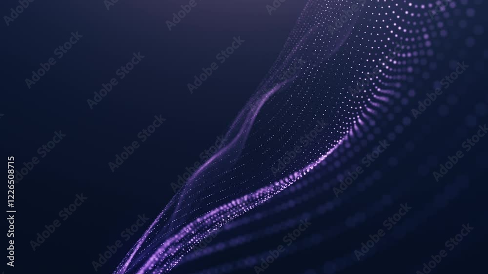 Abstract flow background. Wave motion light wave technology background. Smooth wave. Glowing digital cyber wave of particular dots move background. 