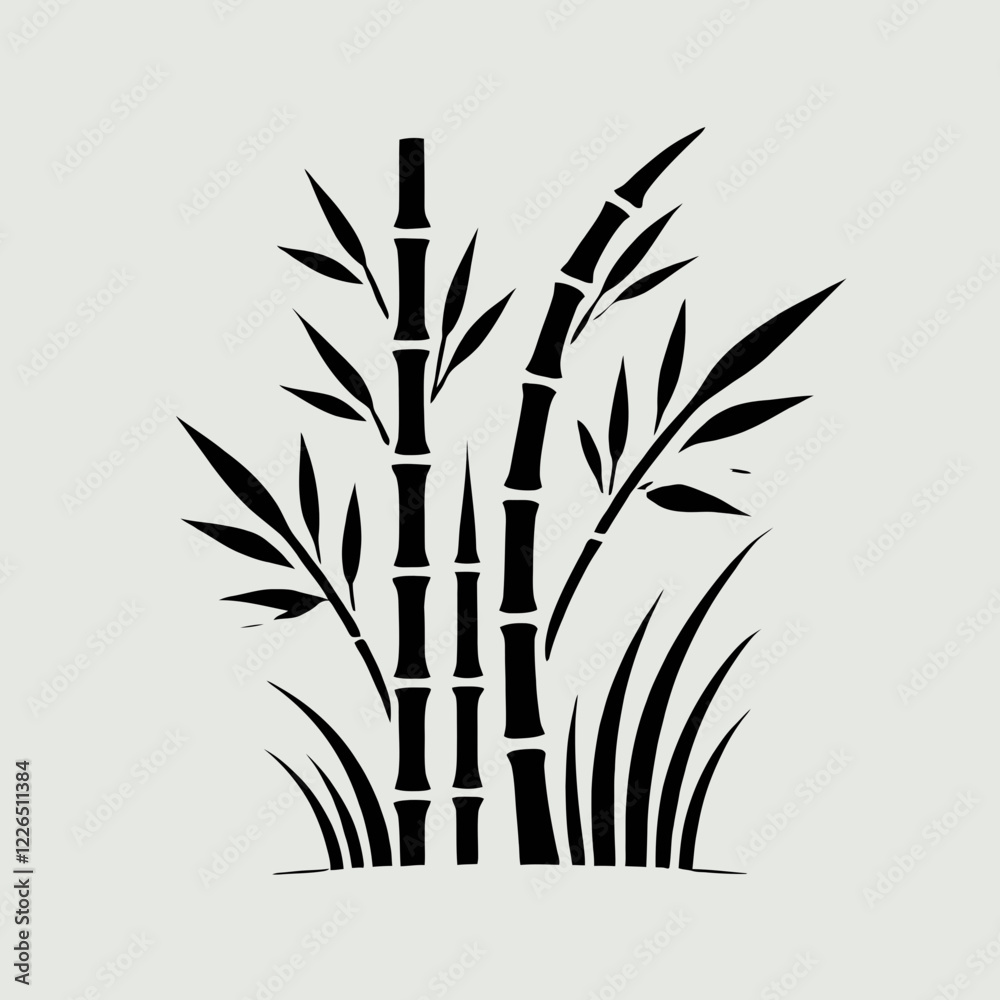 Fototapeta premium Bamboo Silhouette in black on a white background