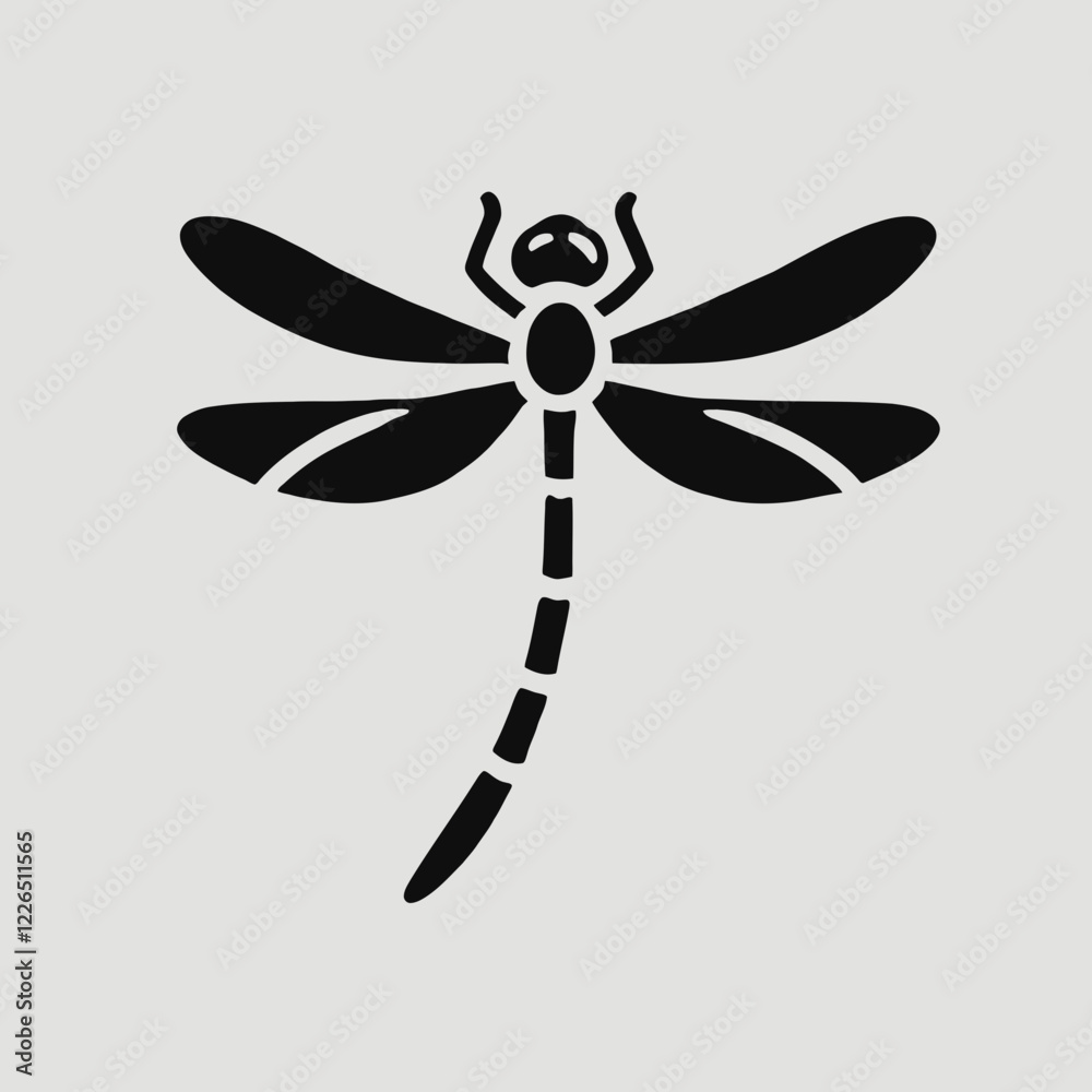 Dragonfly Silhouette in black on a white background Dragonfly Silhouette in black on a white background
