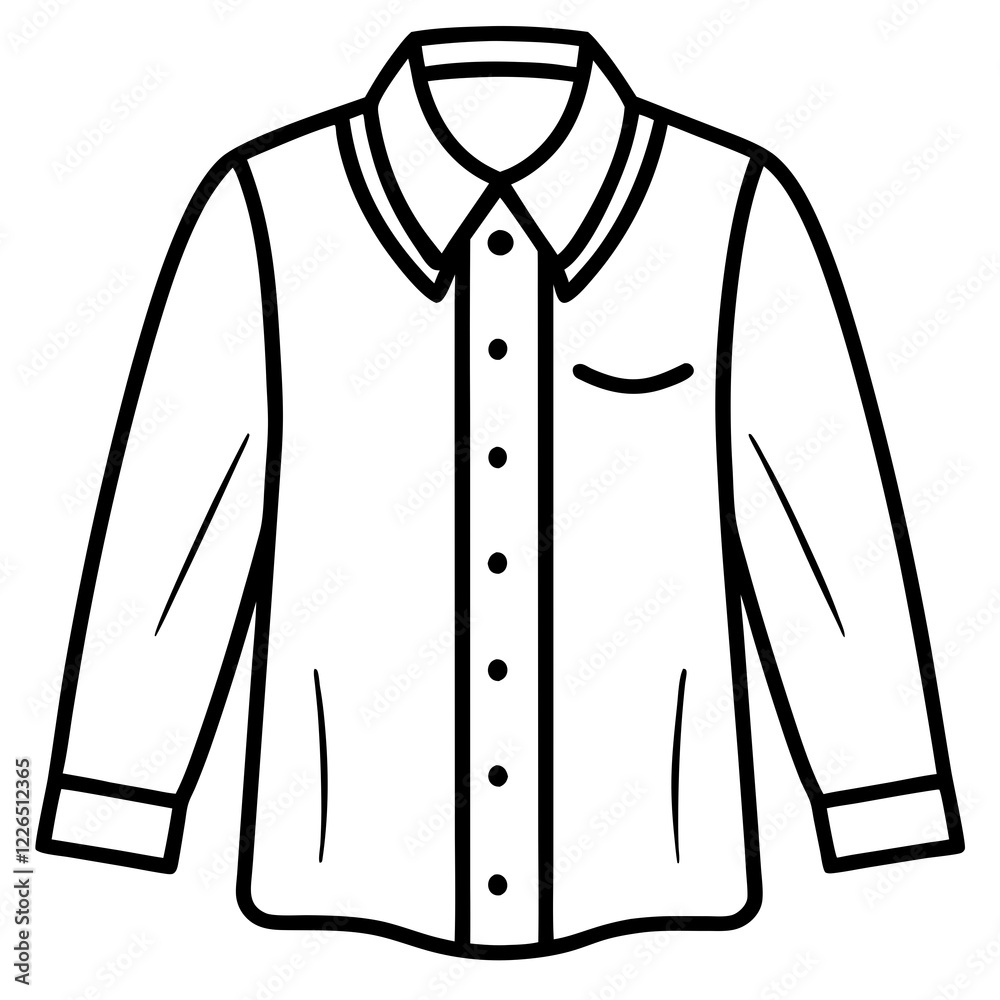 Classic Button-Up Shirt Silhouette on White Classic Button-Up Shirt Silhouette on White
