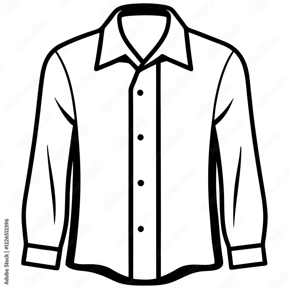 Classic Button-Up Shirt Silhouette on White Classic Button-Up Shirt Silhouette on White
