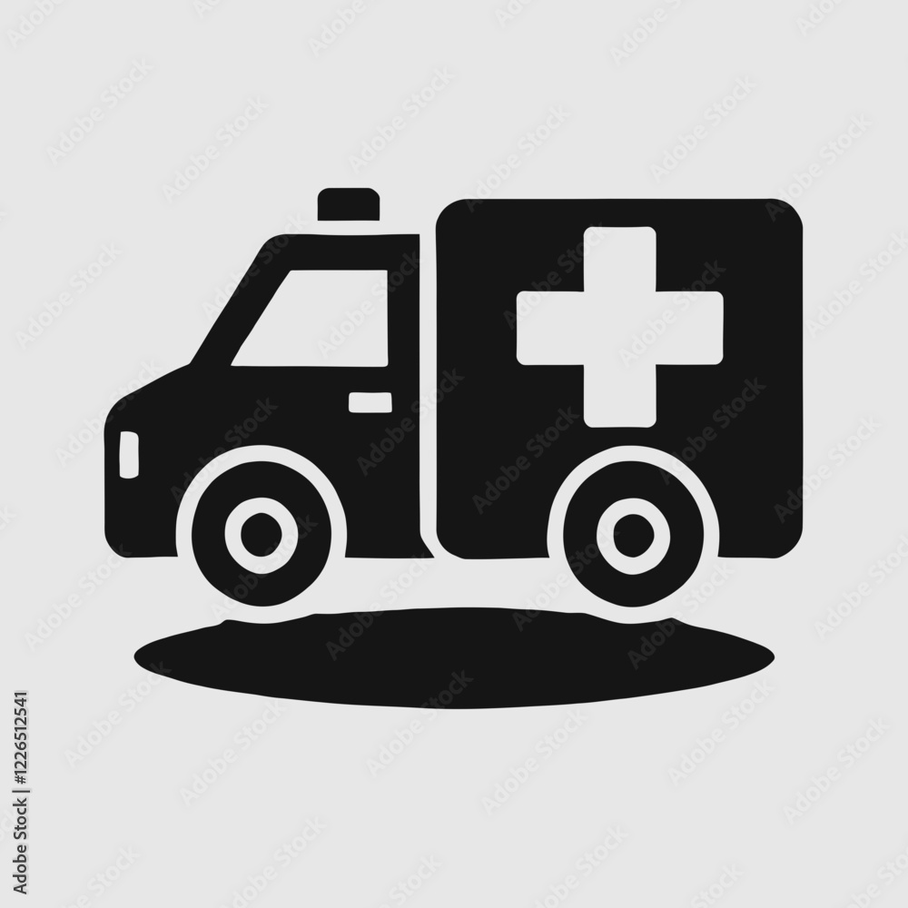 Ambulance silhouette in black on a white background Ambulance silhouette in black on a white background