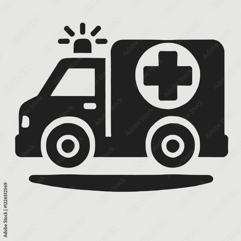 Ambulance silhouette in black on a white background Ambulance silhouette in black on a white background