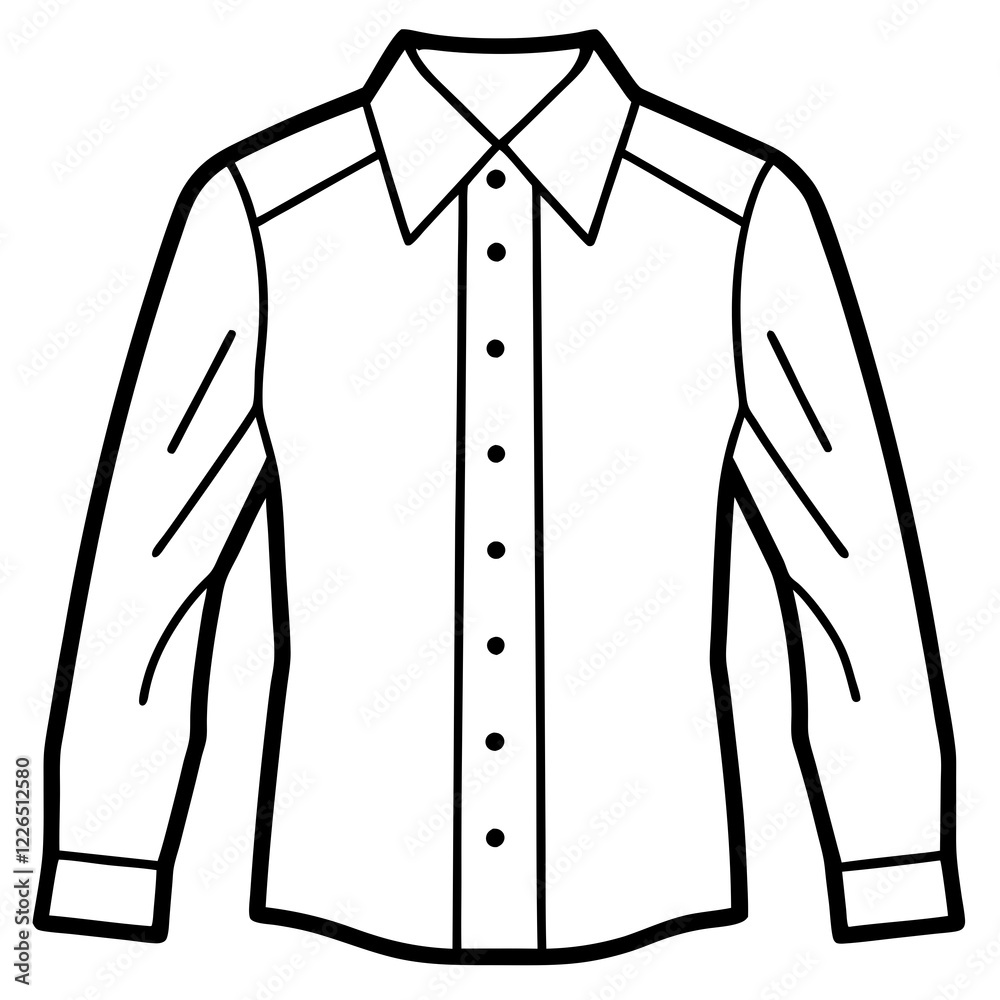 Classic Button-Up Shirt Silhouette on White Classic Button-Up Shirt Silhouette on White