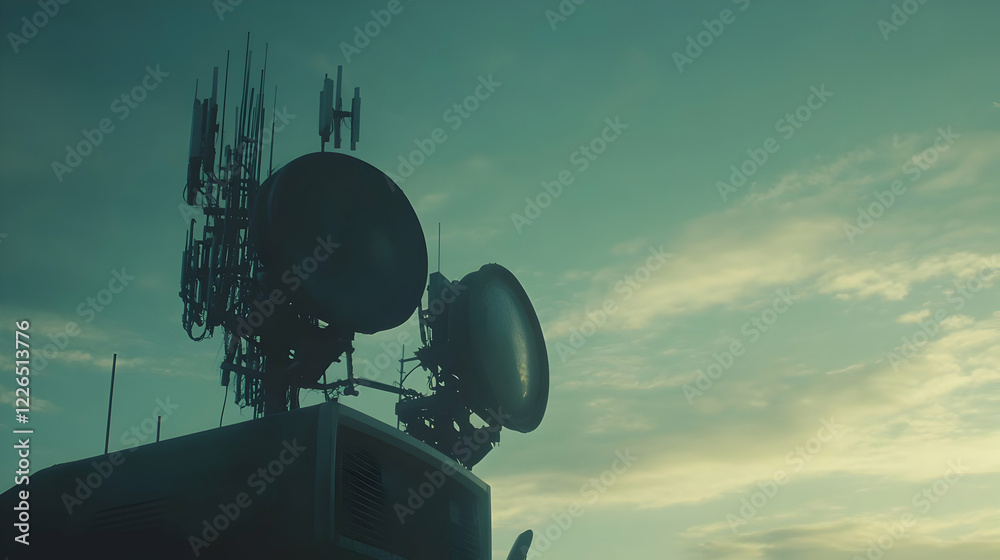 Cellular tower sunset sky communication Cellular tower sunset sky communication