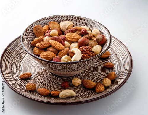 Premium Mix Nuts in the white background studio shot  photo